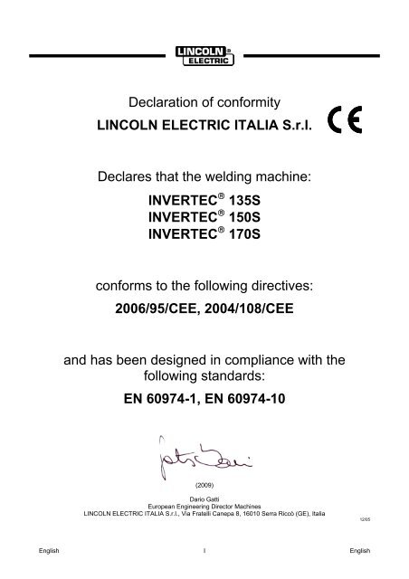 invertec 135s, 150s & 170s - Rapid Welding and Industrial Supplies ...