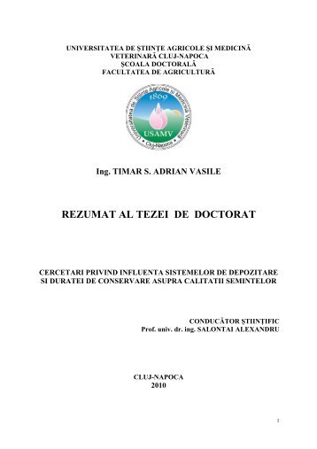rezumat romana timar adrian - USAMV Cluj-Napoca