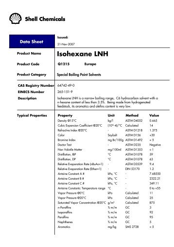 Isohexane LNH - Europe