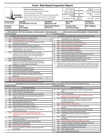 Food - Risk Based Inspection Report - Star Tribune