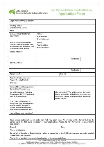 Application Form - ACT Council of Social Service