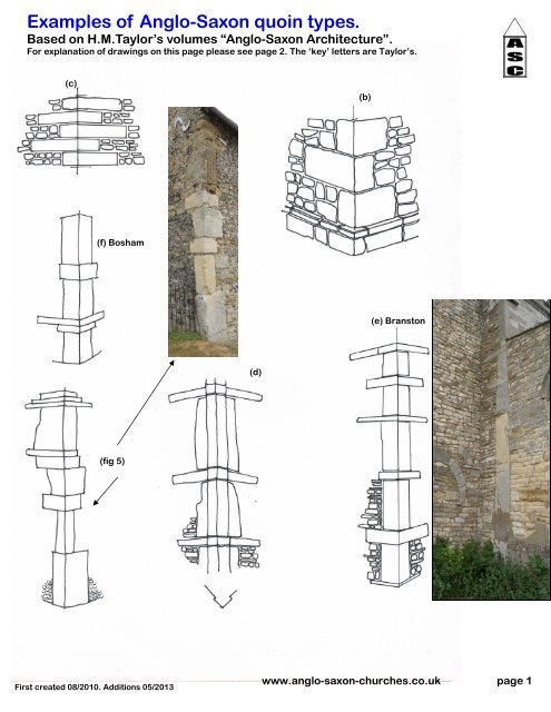 Examples of Anglo-Saxon quoin types. - Anglo-Saxon churches