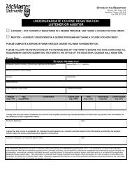 Listener Form - Office of the Registrar - McMaster University