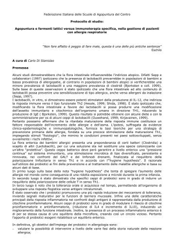 Agopuntura e fermenti lattici versus immunoterapia ... - Agopuntura.org