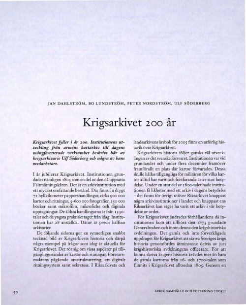 Krigsarkivet 200 Ã¥r - Visa filer