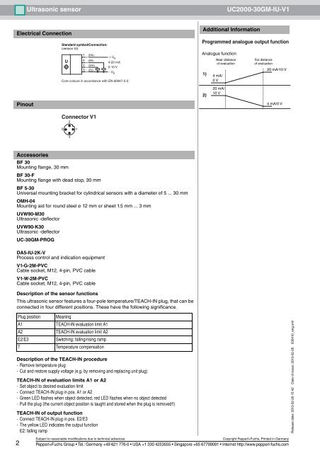 1 Ultrasonic sensor UC2000-30GM-IU-V1 - Elec.ru