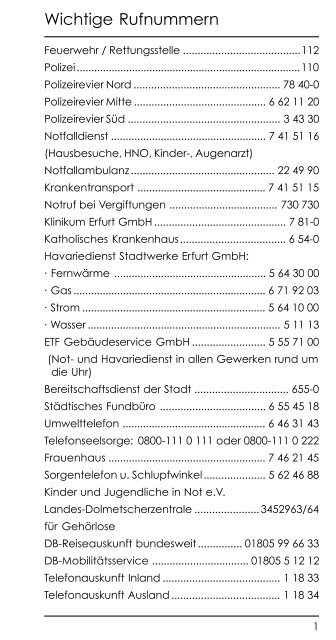 Wichtige Rufnummern Nogad