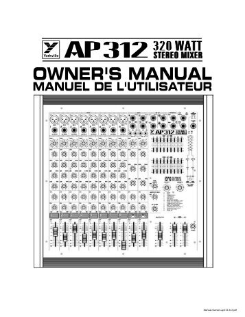 owner's manual manuel de l'utilisateur - Yorkville Sound