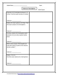 Volume of hemisphere-1 - Math Worksheets For Kids