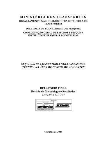 Custos de Acidentes RodoviÃ¡rios - IPR - Dnit