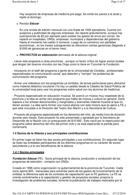 "Educar desde una Alianza EstratÃ©gica" Tucuman - GestiÃ³n Social