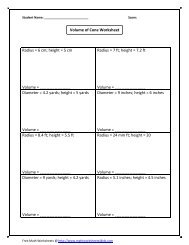 Volume of Cone Worksheet - Math Worksheets For Kids