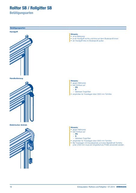Einbaudaten Rolltore und Rollgitter 2011 - HÃ¶rmann