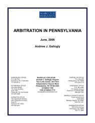 ARBITRATION IN PENNSYLVANIA - Margolis Edelstein