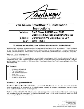 van Aaken SmartBoxâ¢ E Installation Instructions - 4 Wheel Online