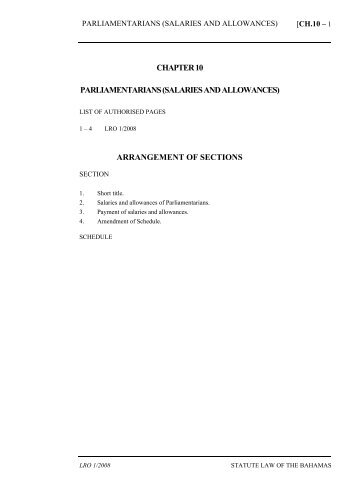 Parliamentarians (Salaries and Allowances) - The Bahamas Laws ...