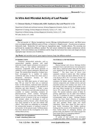 In Vitro Anti Microbial Activity of Leaf Powder - International Journal ...