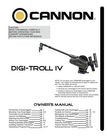 Digi-Troll IV Manual - Cannon Downriggers