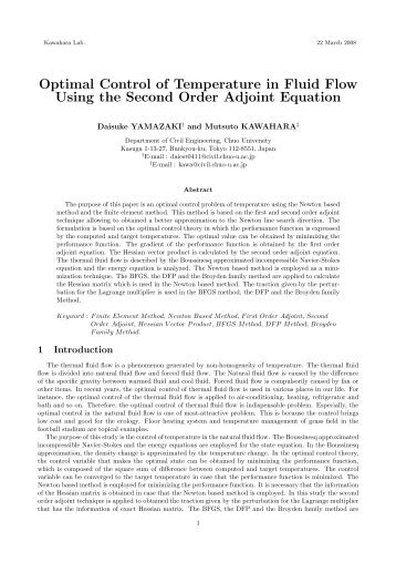 Optimal Control of Temperature in Fluid Flow Using the Second ...