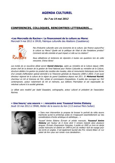 AGENDA CULTUREL - Lycée Lyautey