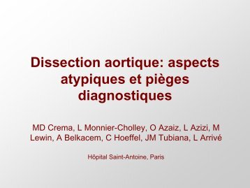 Dissection aortique: aspects atypiques et piÃ¨ges diagnostiques