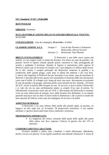 FCI Standard NÂ°147 / 19.06.2000 ROTTWEILER ORIGINE ... - Enci