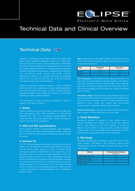 Eclipse technical datasheet GB - DeguDent