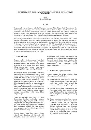 Pengembangan Basis Data Sumber Daya Mineral Dan Batubara