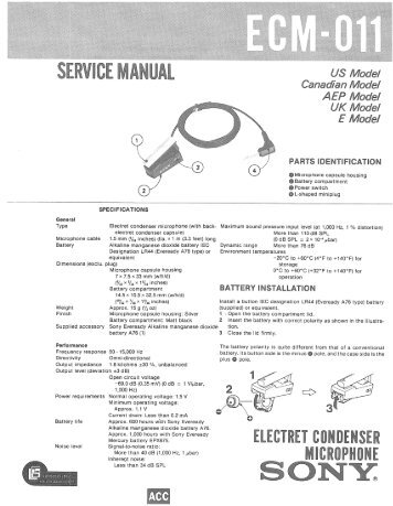 Sony ECM-011 Service Manual - Coutant.org