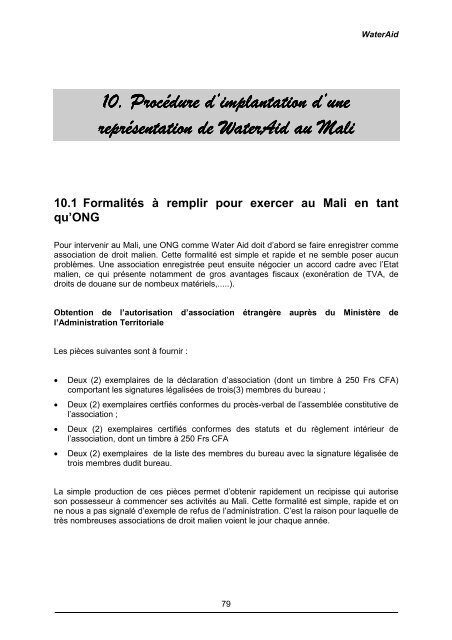 Rapport Mali - ACT - Advanced Communication Technologies