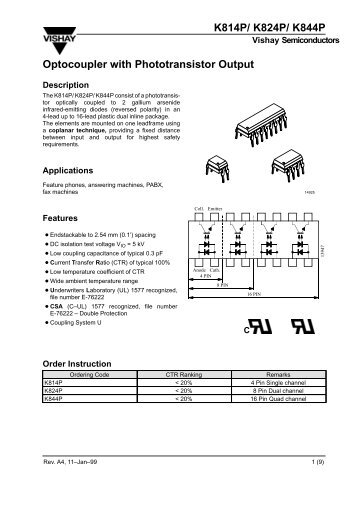 K814P/ K824P/ K844P Optocoupler with Phototransistor ... - Rockby