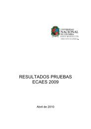 RESULTADOS PRUEBAS ECAES 2009 - Universidad Nacional