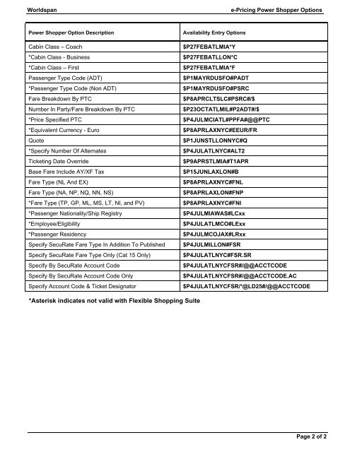 e-Pricing/Power Shopper Quick Reference - Global Learning Center