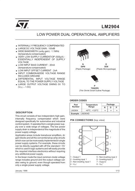 LM2904 - Datasheet Catalog