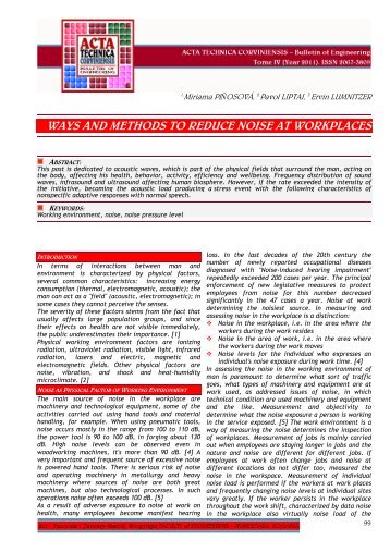 WAYS AND METHODS TO REDUCE NOISE AT WORKPLACES