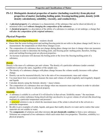 PS-3.1 Distinguish chemical properties of matter (including reactivity ...