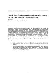 Web 2.0 applications as alternative environments for informal ...