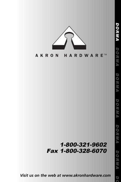Akron Hardware Product Catalog Version 3.0