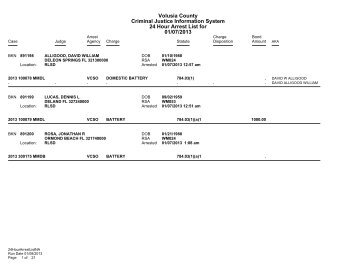 Volusia County Criminal Justice Information System 24 Hour Arrest ...