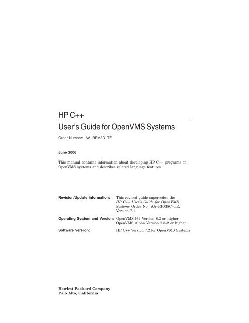 User's Guide (pdf) - OpenVMS Systems - HP