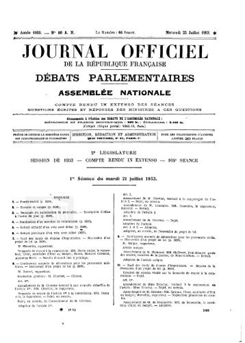 JOURNAL OFFICIEL - DÃ©bats parlementaires de la 4e RÃ©publique