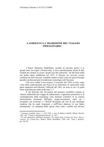 landolfi e la tradizione del viaggio immaginario - Chroniques ...