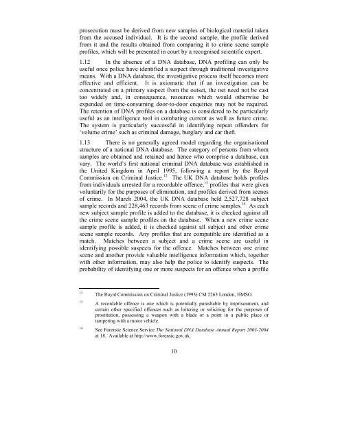 Establishment of a DNA Database - Law Reform Commission