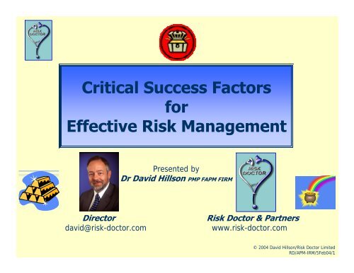 Critical Success Factors for Effective Risk Management