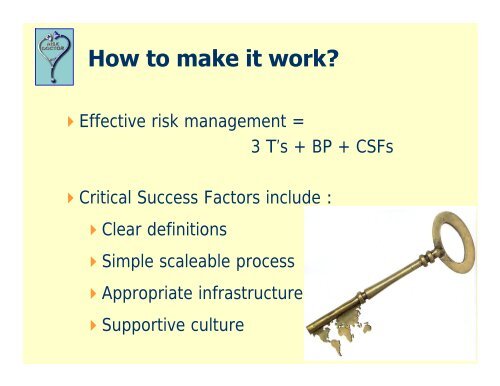 Critical Success Factors for Effective Risk Management