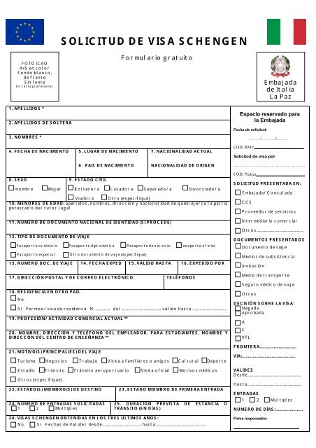 formulario para solicitud de visa schengen - VFS Global