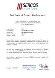 Certificate of Product Conformance S700