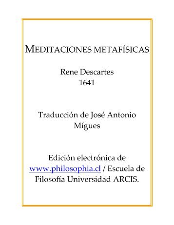 Meditaciones metafÃ­sicas - Colegio del Rosario de Santo Domingo