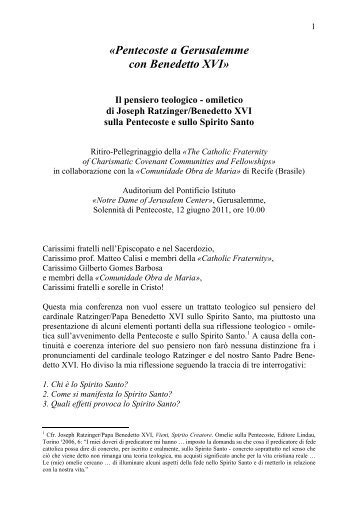Pentecoste a Gerusalemme con Benedetto XVI» Il pensiero - Laici