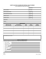 Emergency Information Form for Children With Special Needs